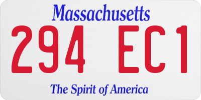 MA license plate 294EC1