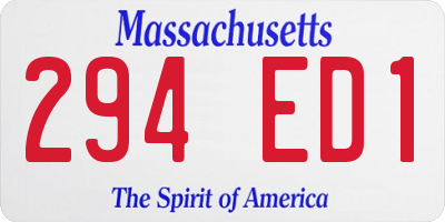MA license plate 294ED1