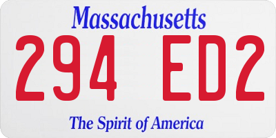 MA license plate 294ED2