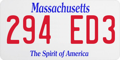 MA license plate 294ED3