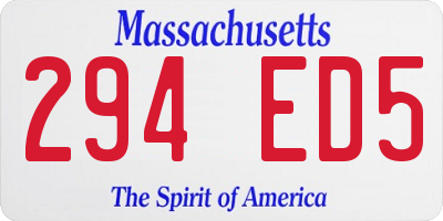 MA license plate 294ED5