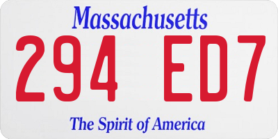 MA license plate 294ED7