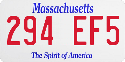 MA license plate 294EF5