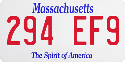 MA license plate 294EF9