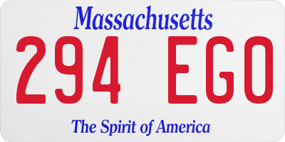 MA license plate 294EG0