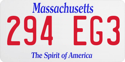 MA license plate 294EG3