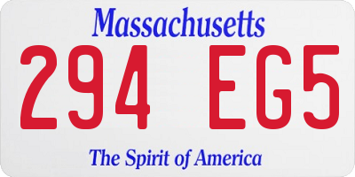 MA license plate 294EG5