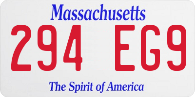 MA license plate 294EG9