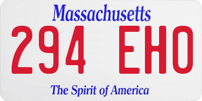 MA license plate 294EH0
