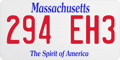 MA license plate 294EH3