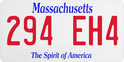 MA license plate 294EH4