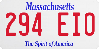 MA license plate 294EI0