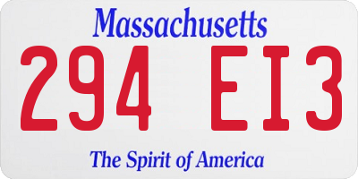 MA license plate 294EI3