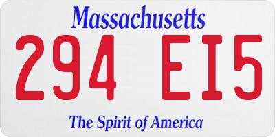 MA license plate 294EI5