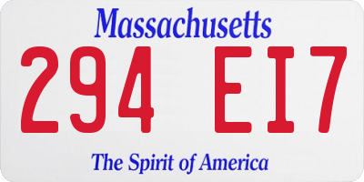 MA license plate 294EI7