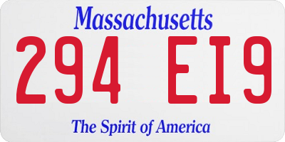 MA license plate 294EI9