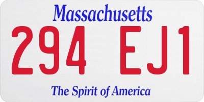 MA license plate 294EJ1