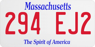 MA license plate 294EJ2
