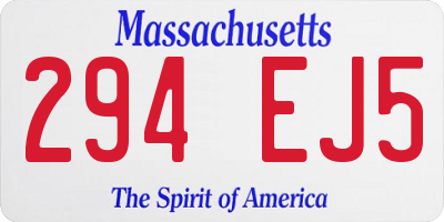 MA license plate 294EJ5