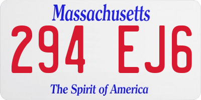 MA license plate 294EJ6