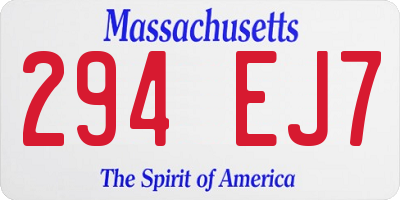 MA license plate 294EJ7