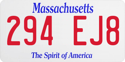 MA license plate 294EJ8