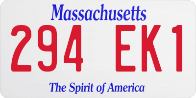 MA license plate 294EK1