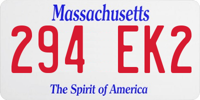 MA license plate 294EK2