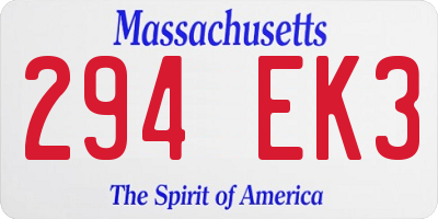 MA license plate 294EK3