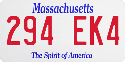 MA license plate 294EK4