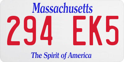 MA license plate 294EK5
