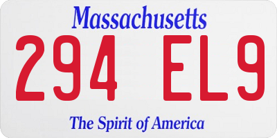 MA license plate 294EL9