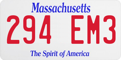 MA license plate 294EM3