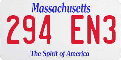 MA license plate 294EN3