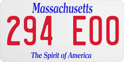 MA license plate 294EO0