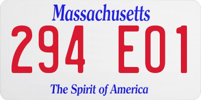 MA license plate 294EO1