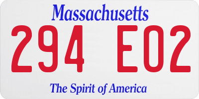 MA license plate 294EO2