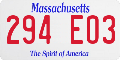 MA license plate 294EO3