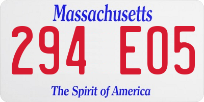 MA license plate 294EO5