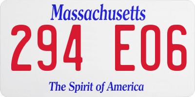 MA license plate 294EO6