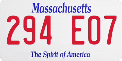 MA license plate 294EO7