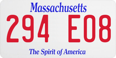 MA license plate 294EO8