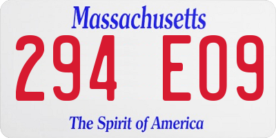 MA license plate 294EO9