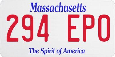 MA license plate 294EP0