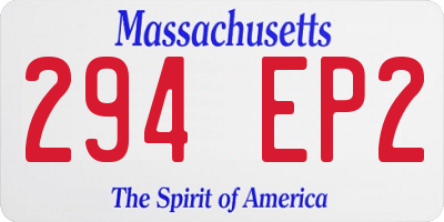MA license plate 294EP2