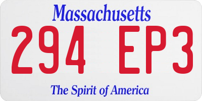 MA license plate 294EP3