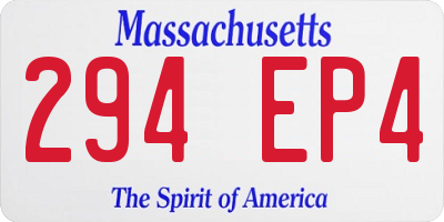 MA license plate 294EP4