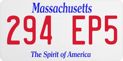 MA license plate 294EP5