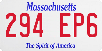 MA license plate 294EP6