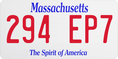 MA license plate 294EP7